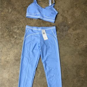 Alo Active Sky Blue Sports Bra & Leggings Set